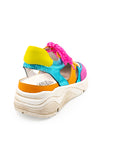 Colorful sandal with a thick white sole on a white background