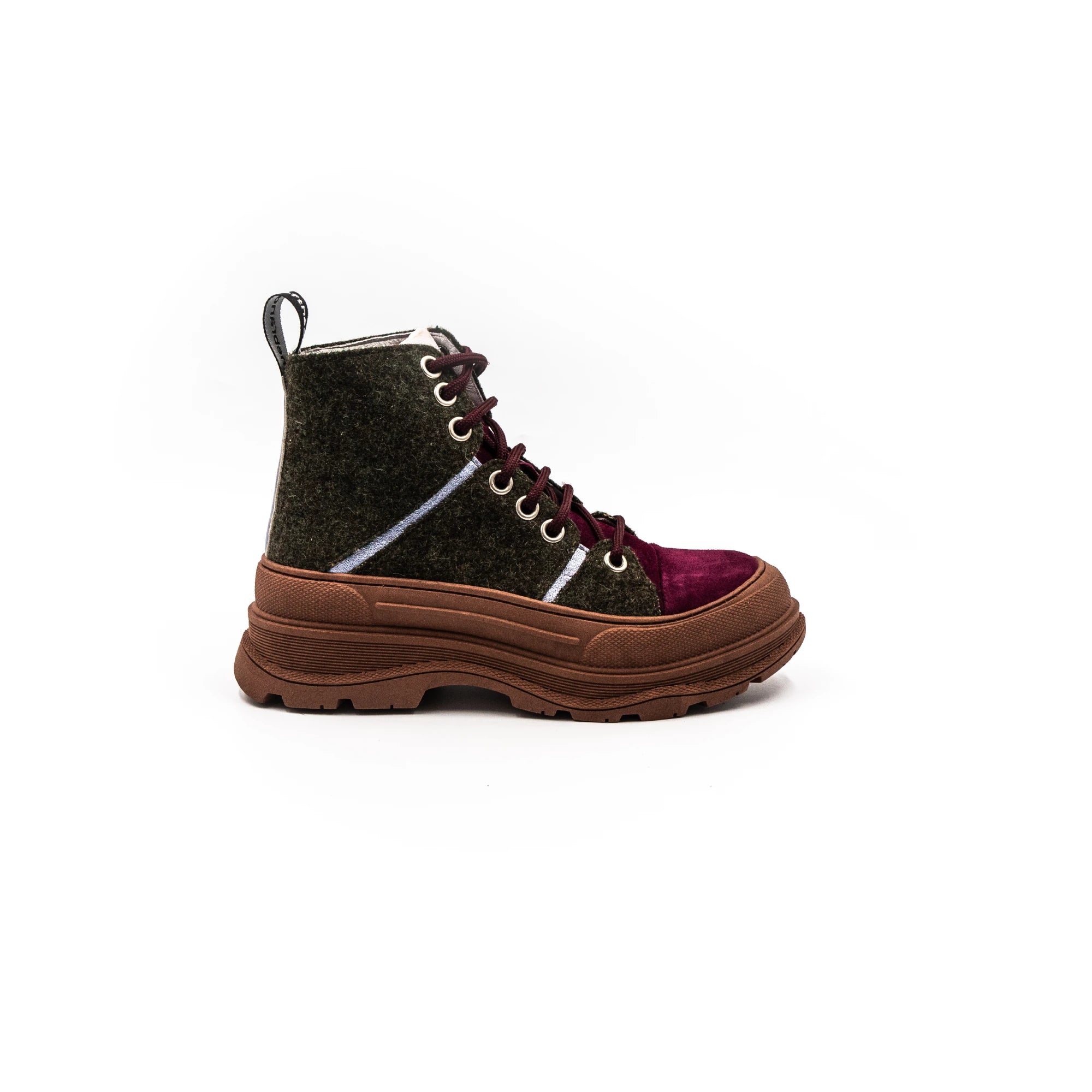 High rubber boots.