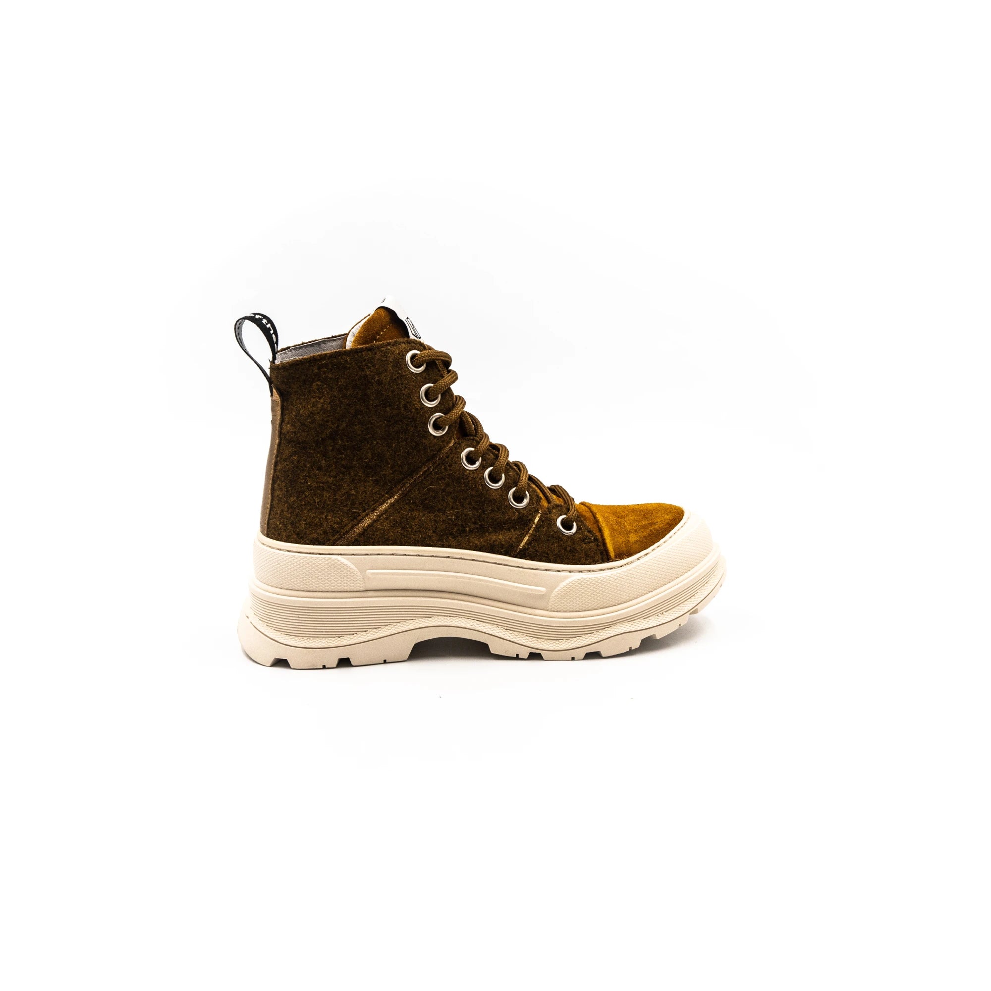 High rubber boots.