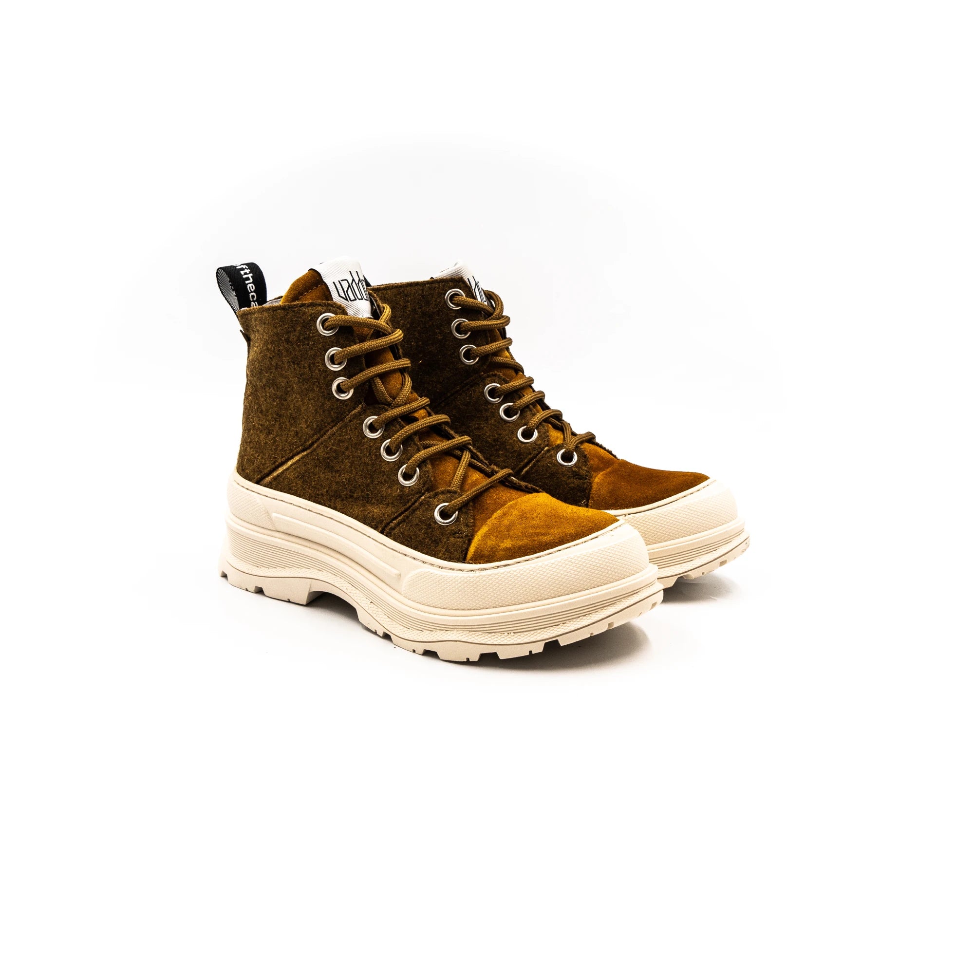 High rubber boots.