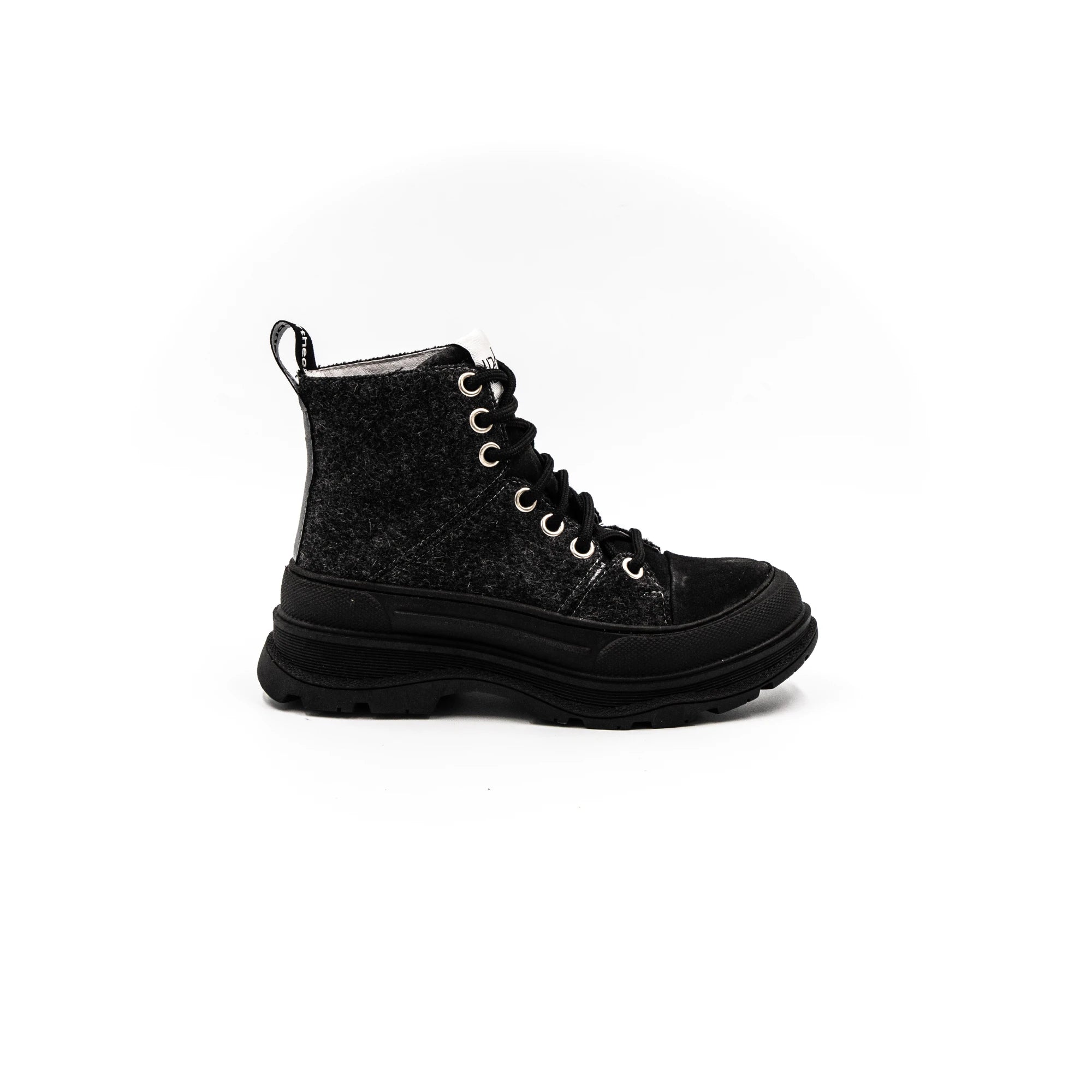 High rubber boots.