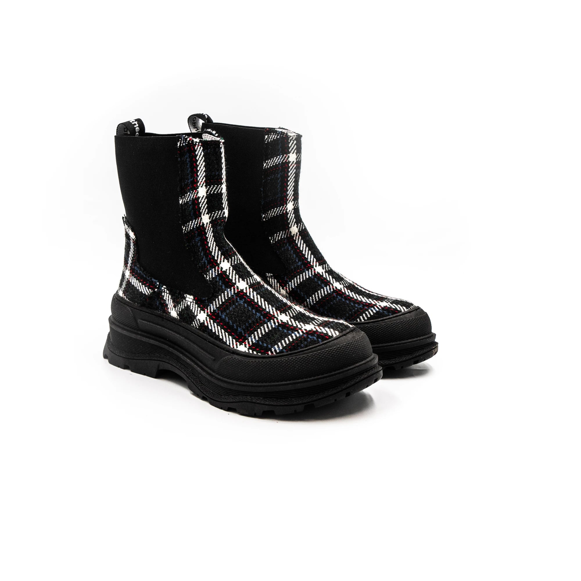 Blue high rubber boots in burel.