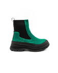 Green high rubber boots in burel.