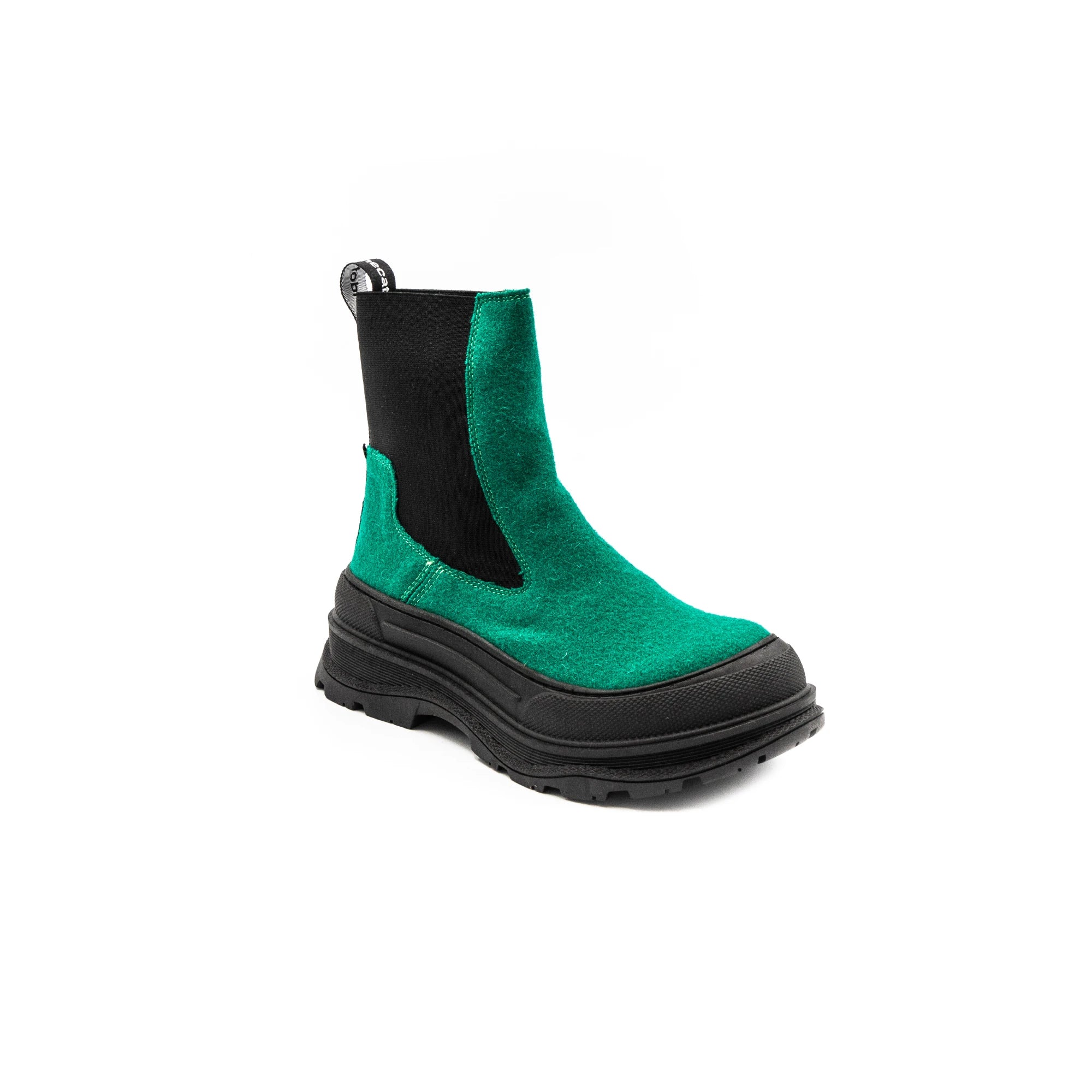 Green high rubber boots in burel.