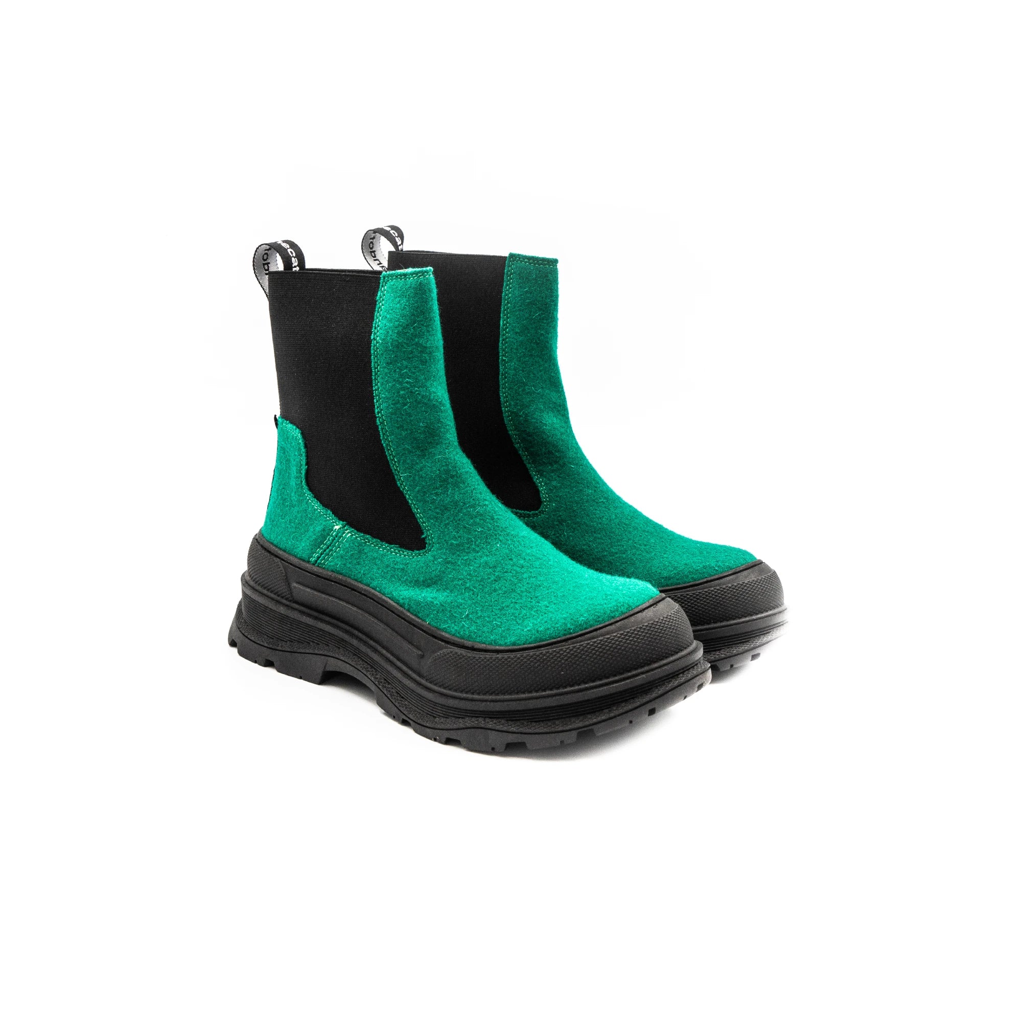 Green high rubber boots in burel.