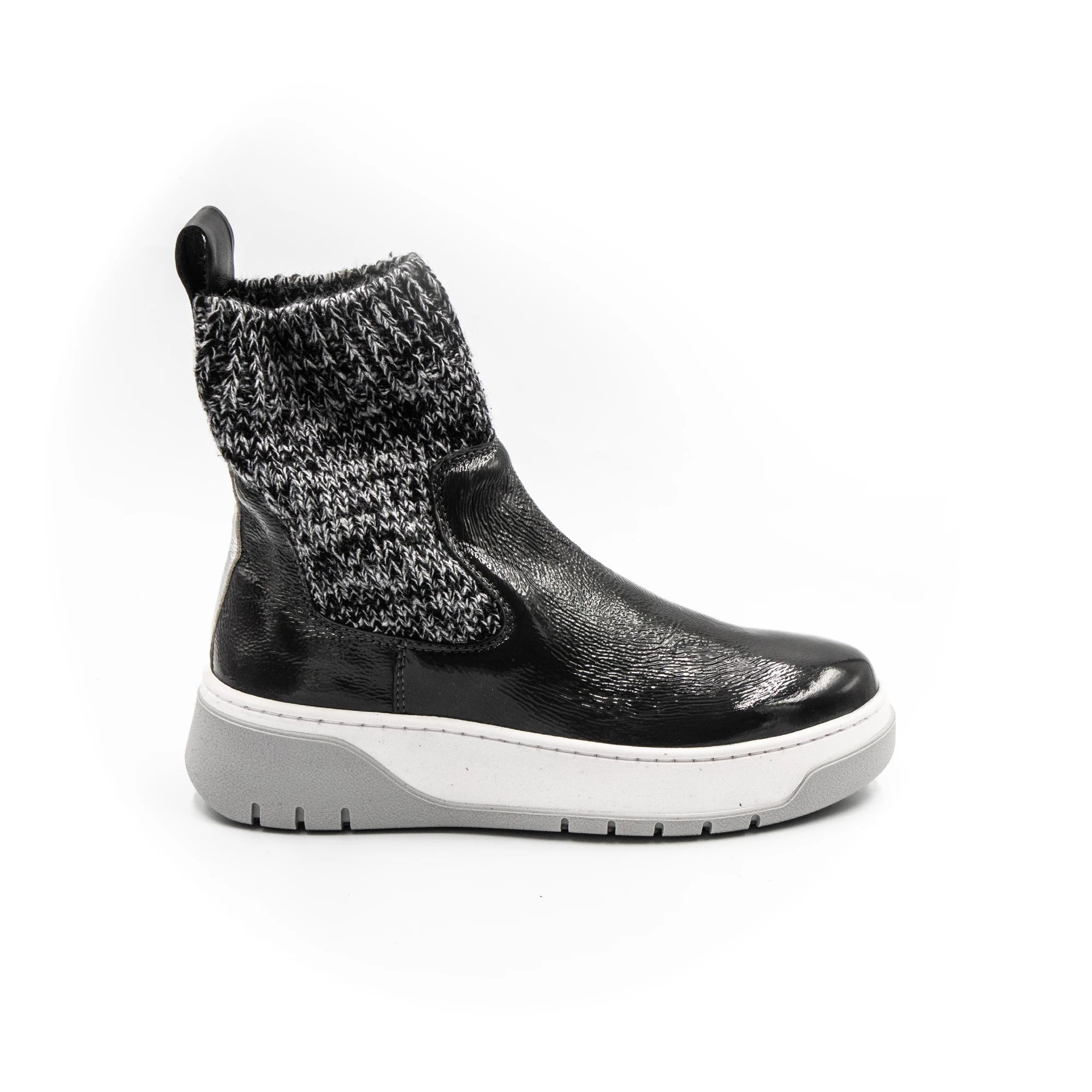 High rubber boots with a mesh upper.