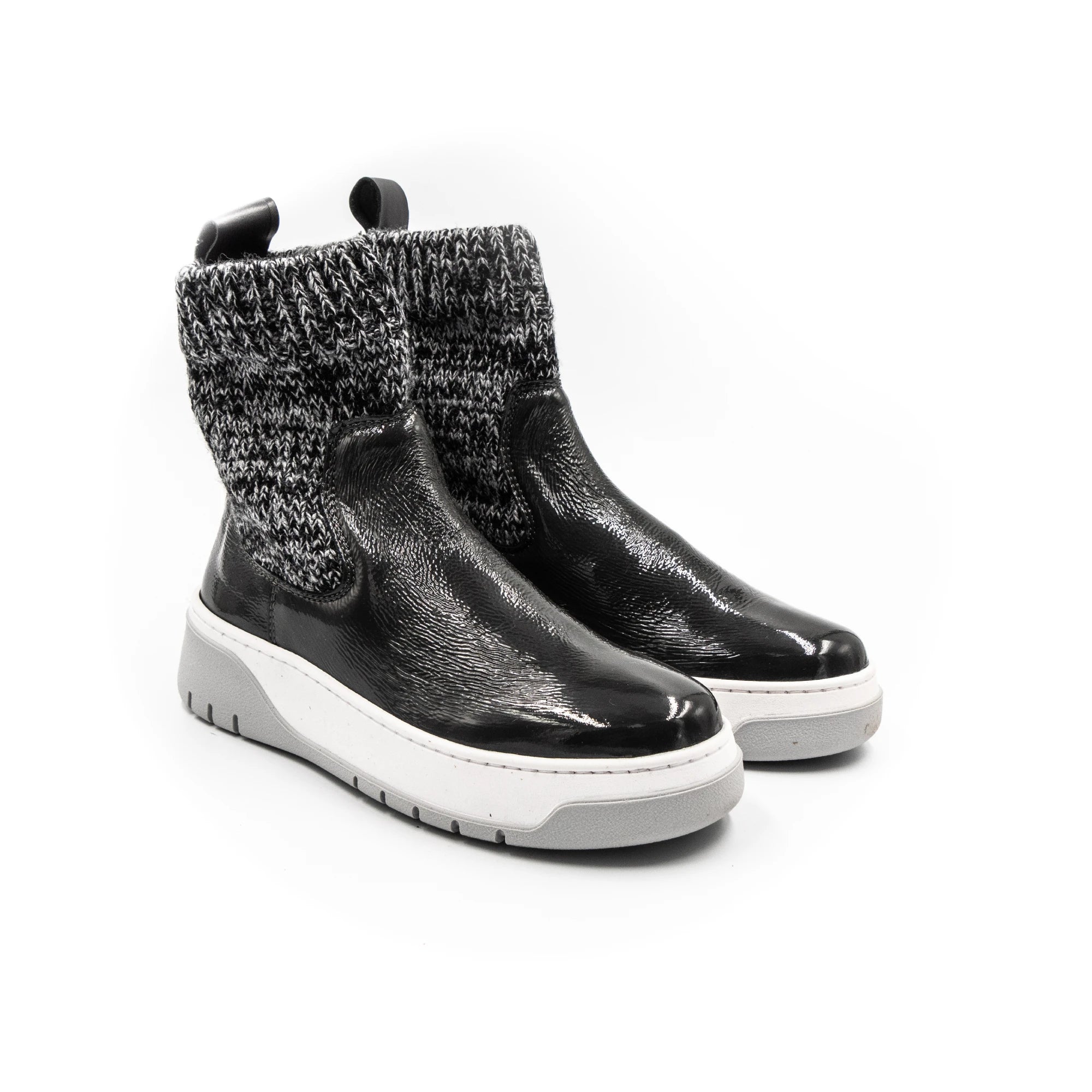 High rubber boots with a mesh upper.