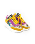 Colorful sneakers with laces.