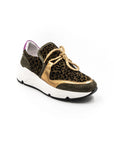 Leopard print sneakers.