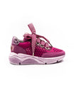 Pink perforated sneakers.