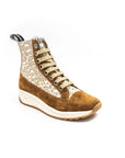 High-top sneakers with flowers.