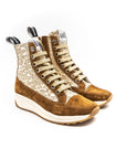 High-top sneakers with flowers.