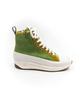 High-top sneakers in green.