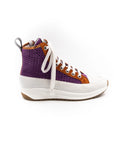 High-top sneakers in purple.