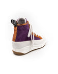 High-top sneakers in purple.