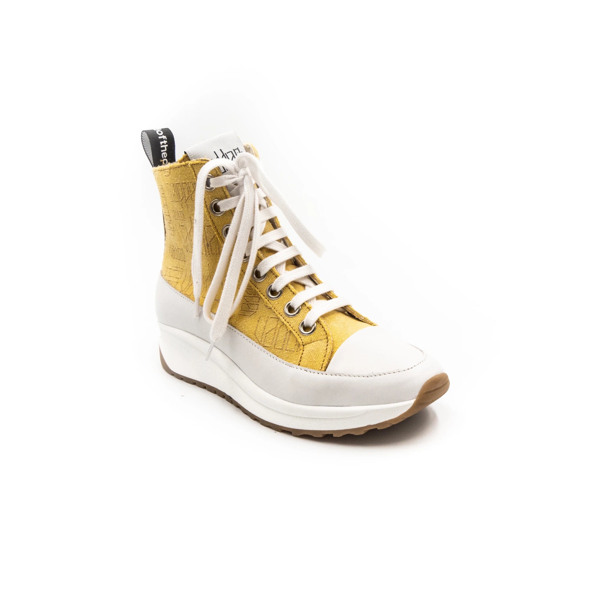 High-top sneakers in yellow.