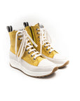 High-top sneakers in yellow.