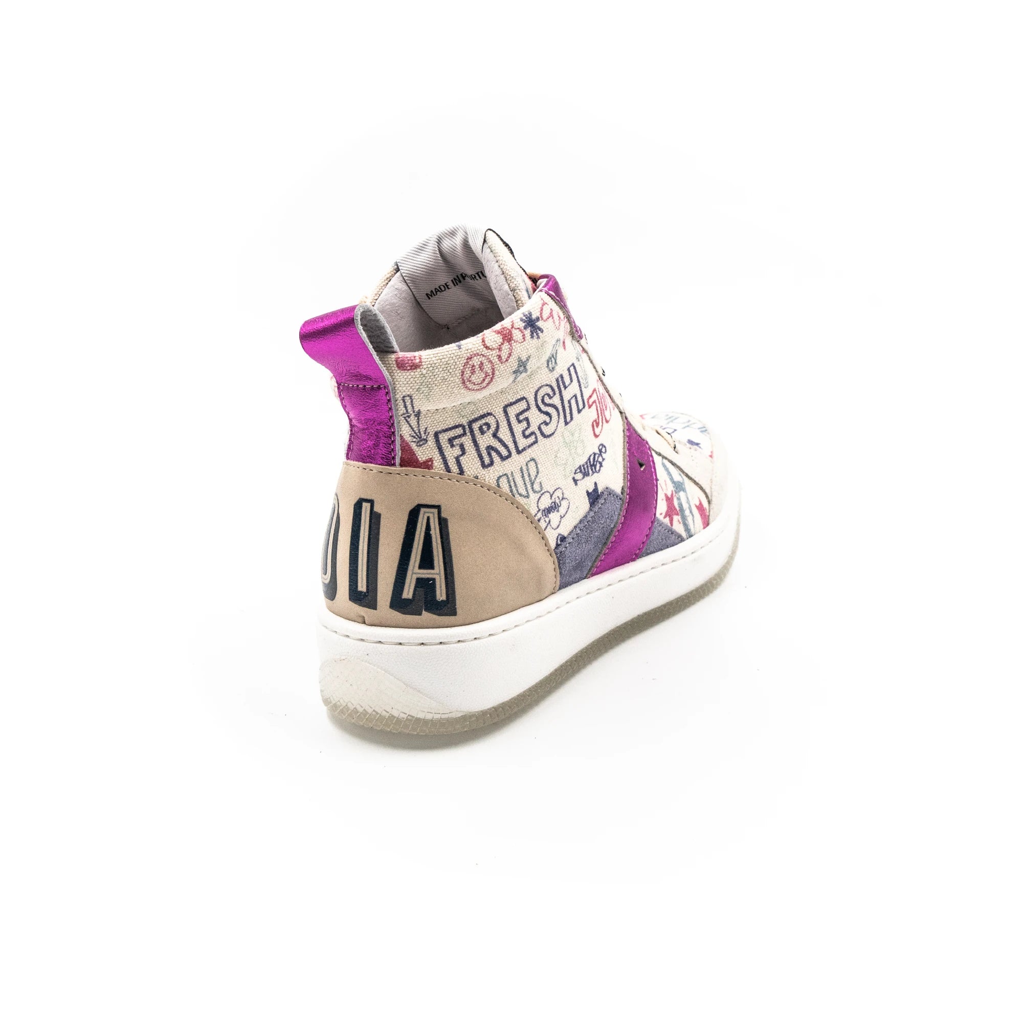 Shoes with hand-drawn designs.