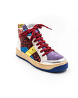 High-top sneakers in different colors.