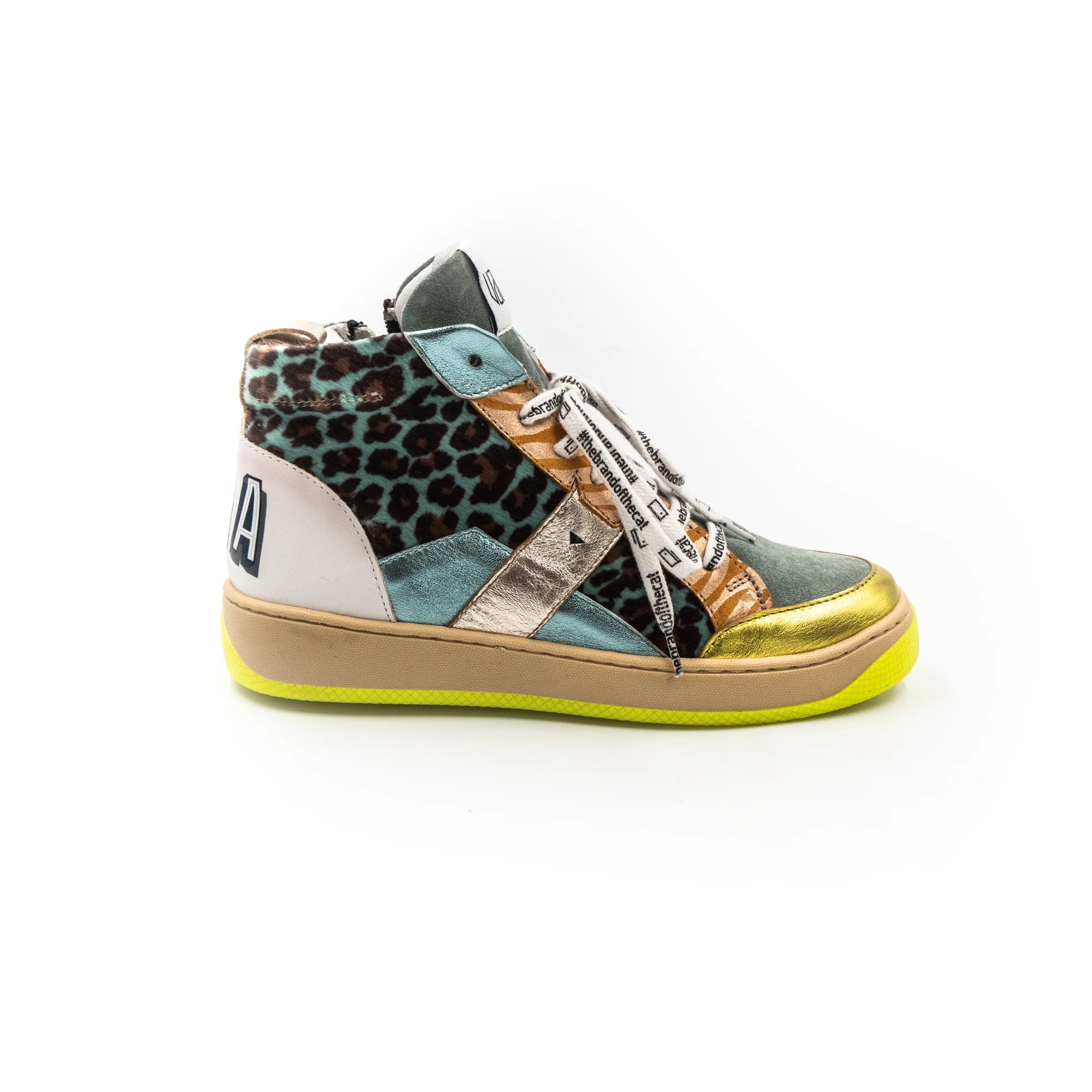 High-top sneakers in different colors.
