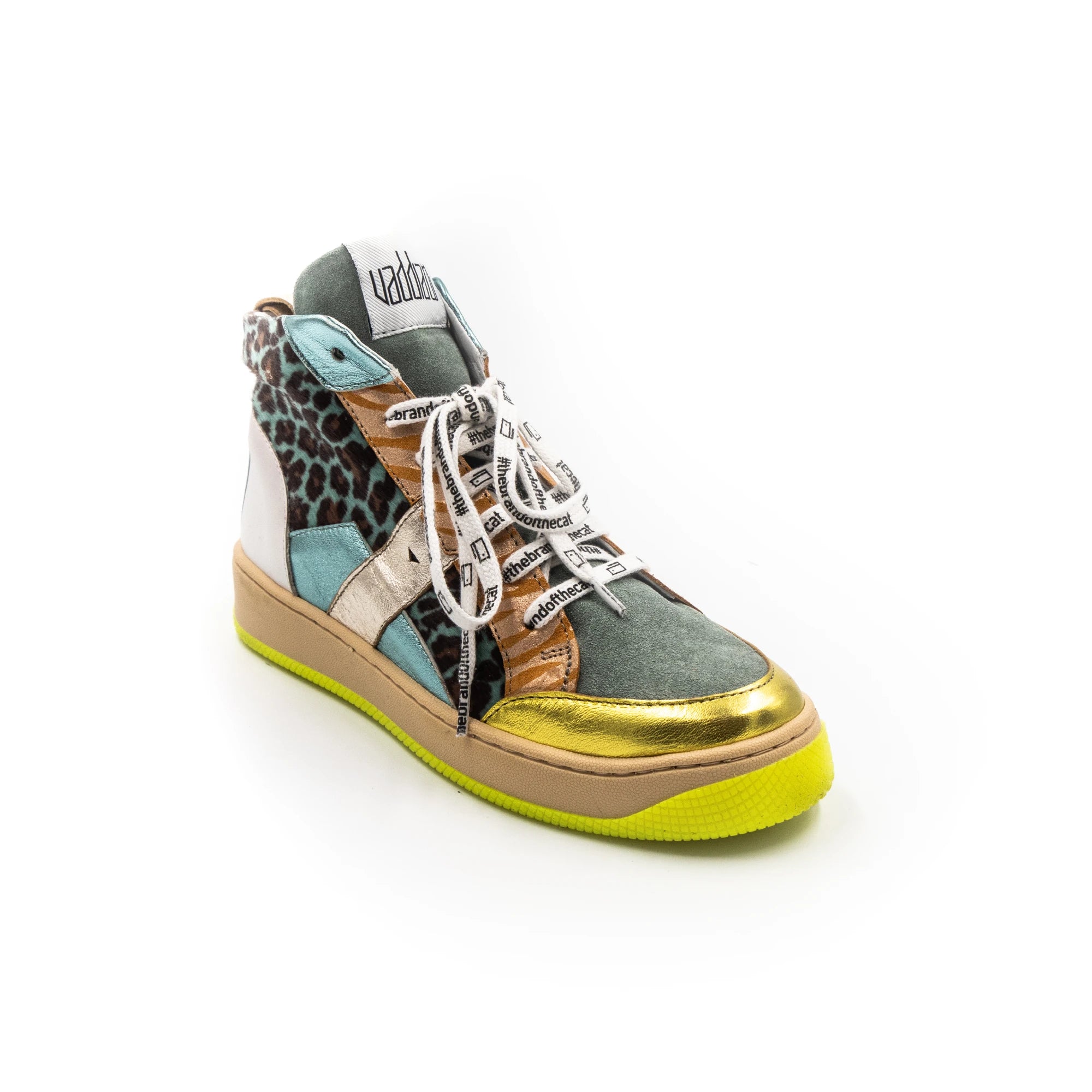 High-top sneakers in different colors.