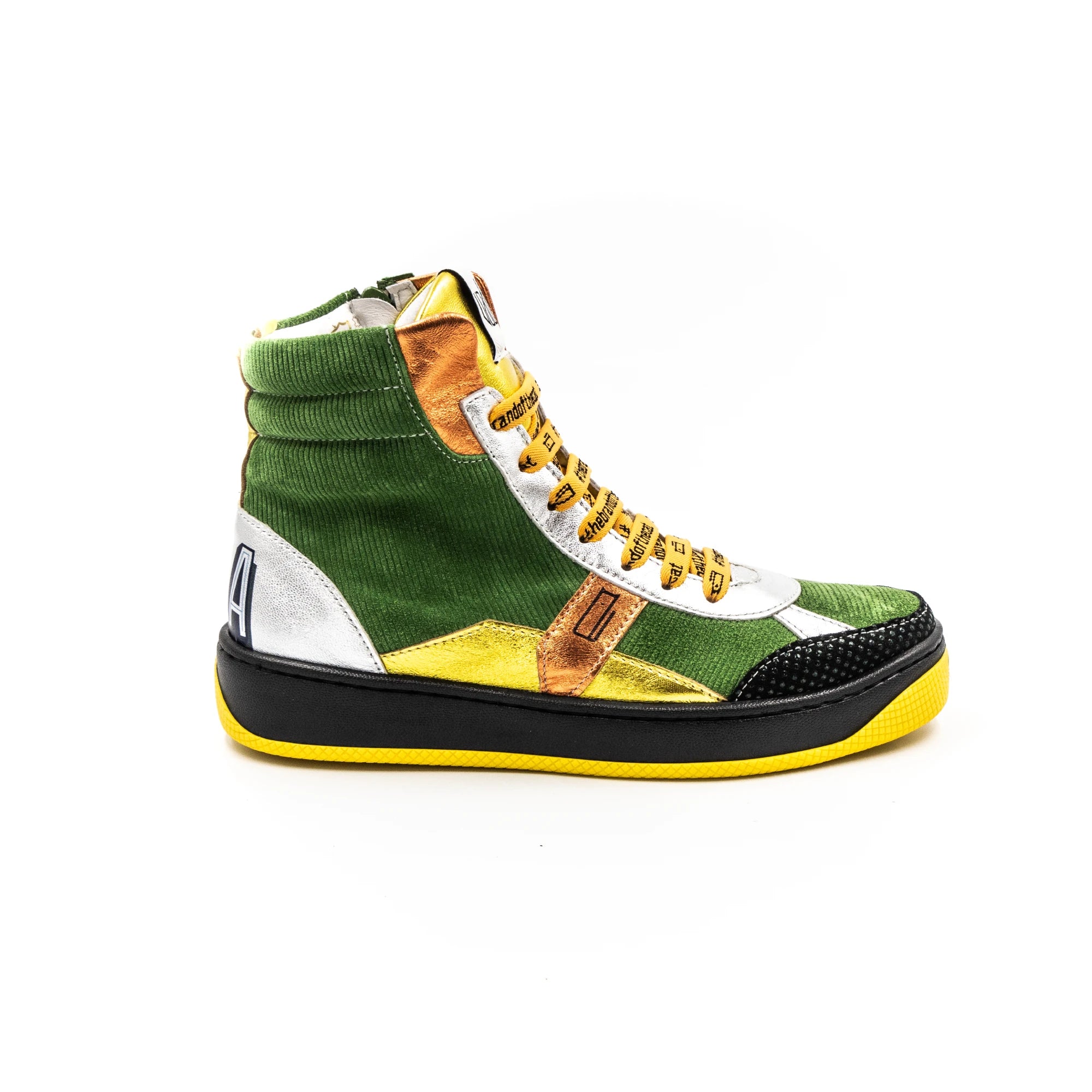 Green high-top sneakers.