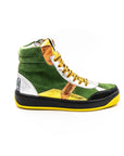 Green high-top sneakers.