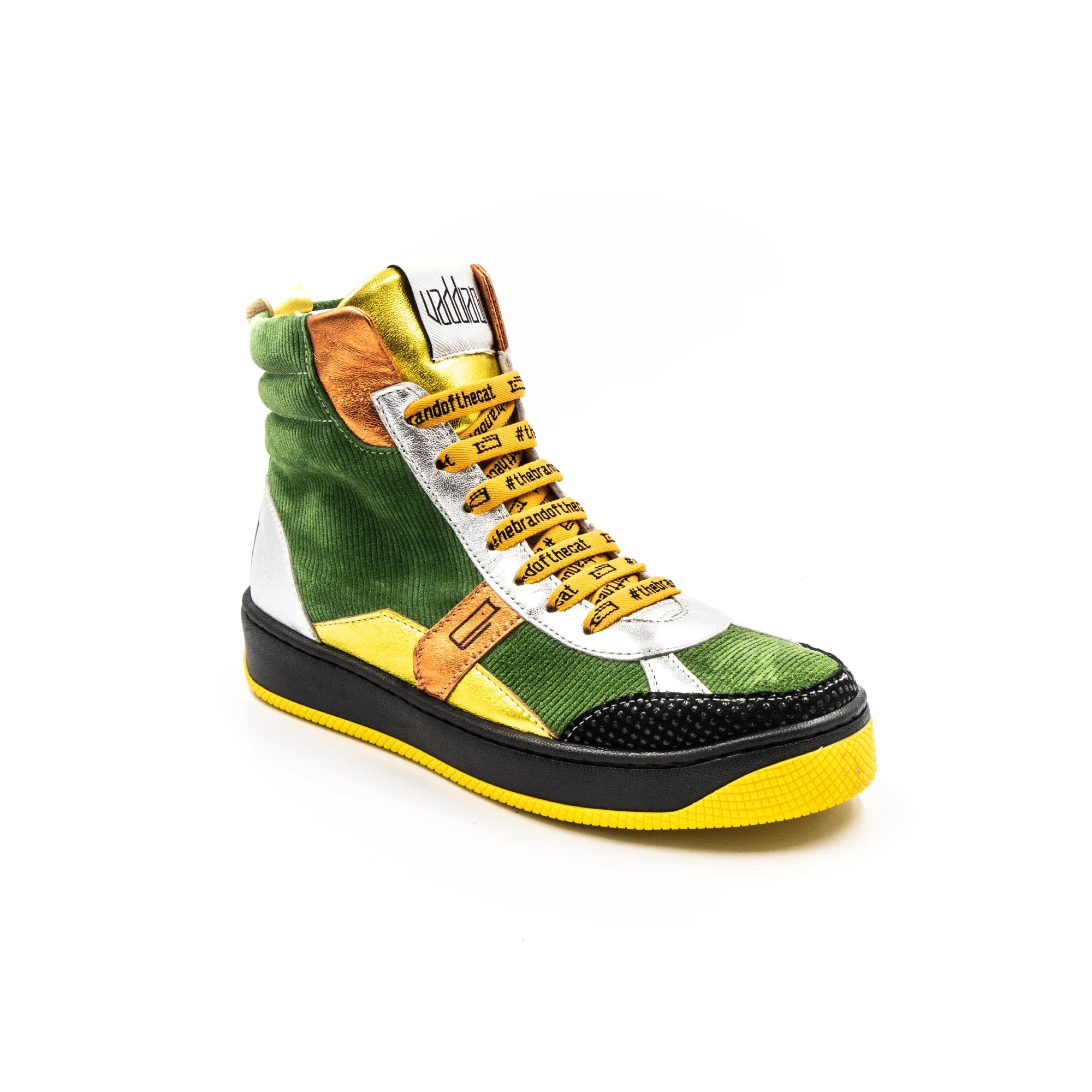 Green high-top sneakers.