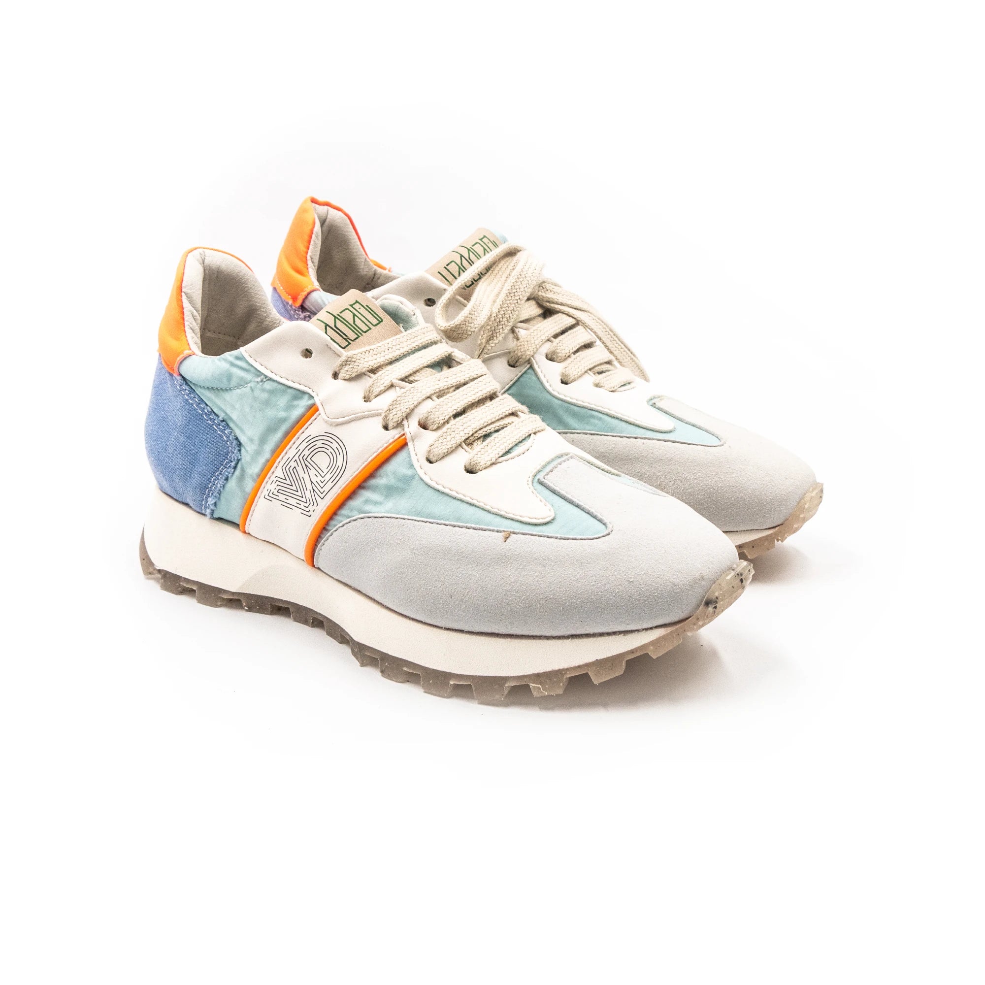 Colorful sneakers in different fabrics.