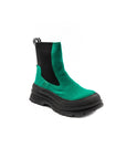 Green high rubber boots in burel.