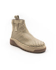 Perforated boots, cream color.