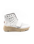 Perforated high-top sneakers, in white.