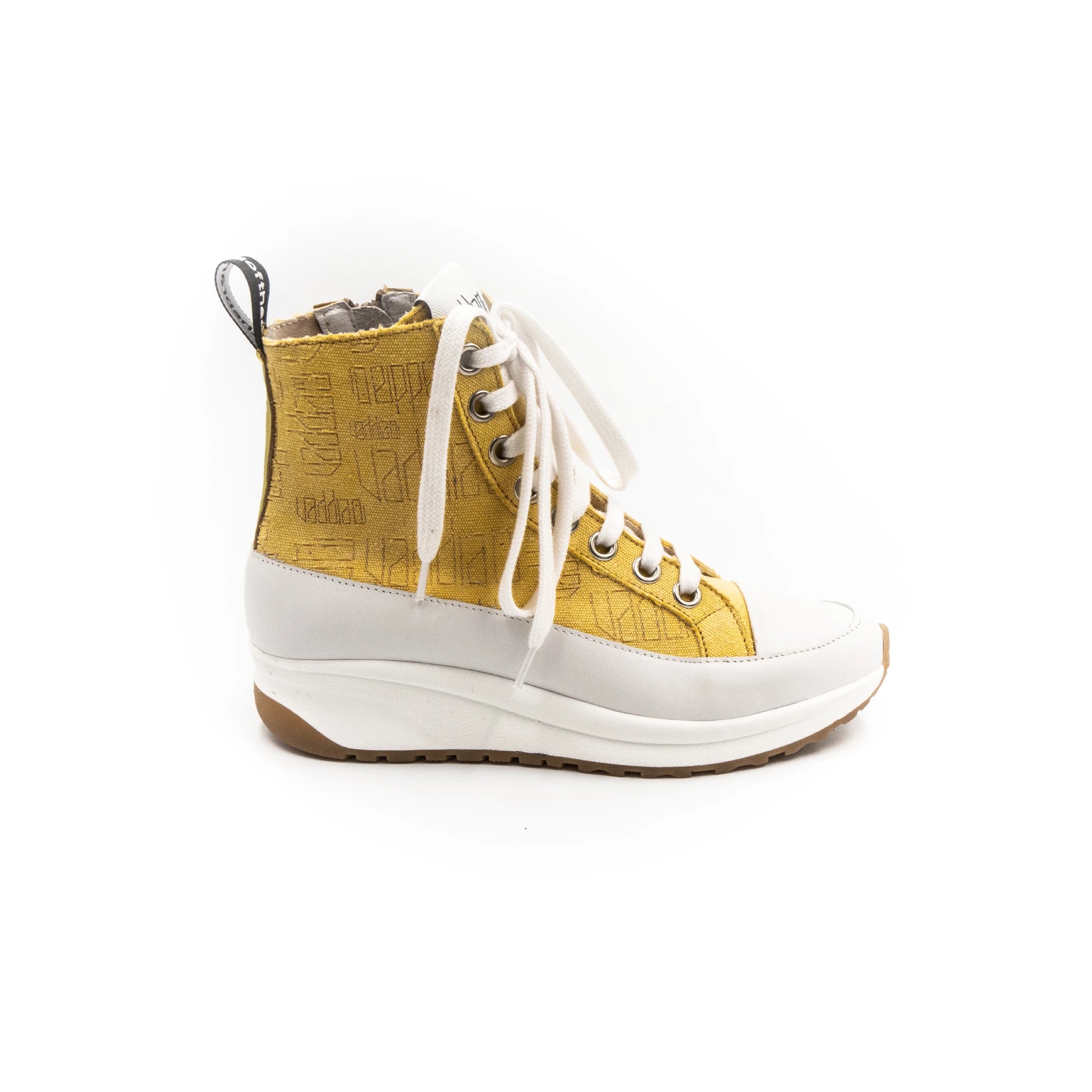 High-top sneakers in yellow.