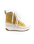 High-top sneakers in yellow.
