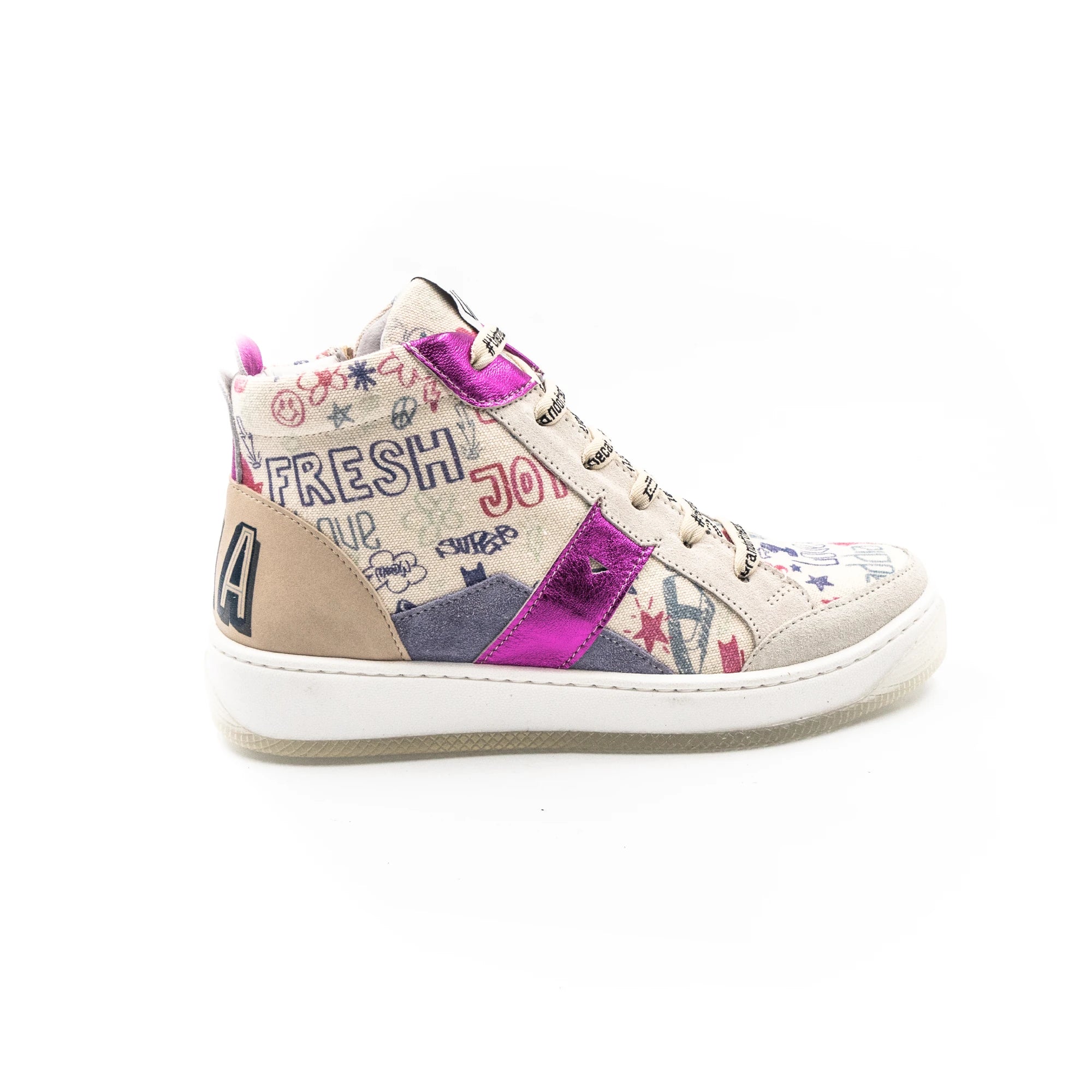 Shoes with hand-drawn designs.