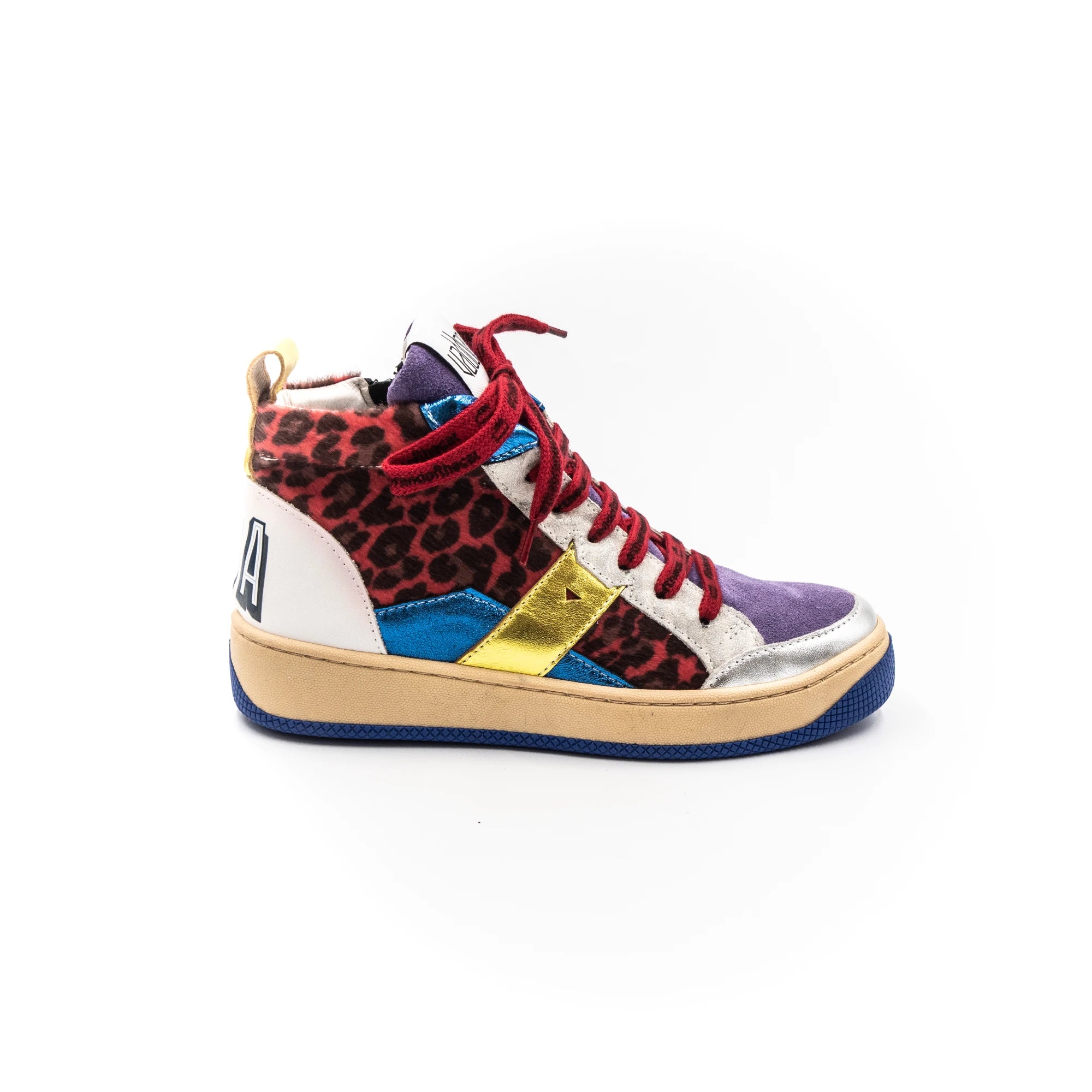 High-top sneakers in different colors.